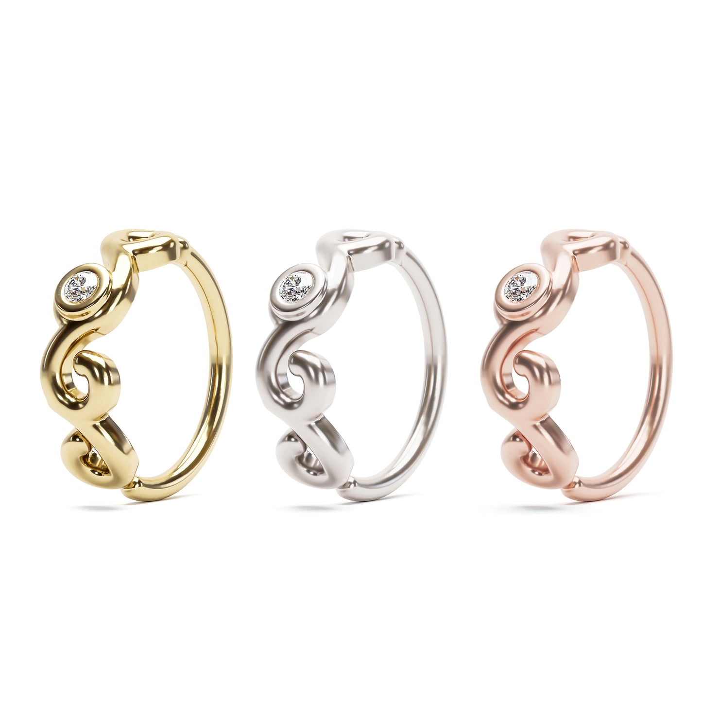 Solid Gold Diamond Swirl Seamless Hoop