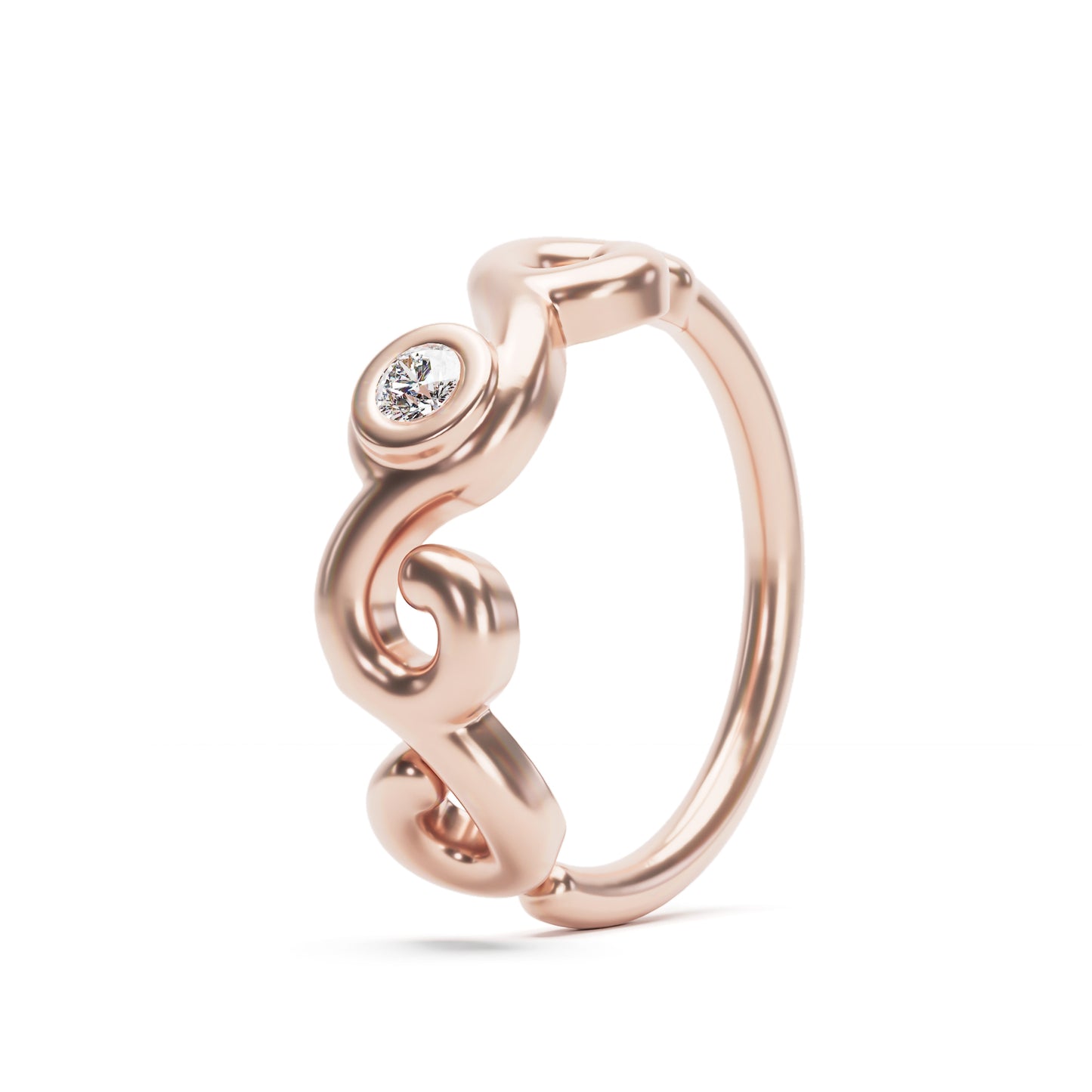 Solid Gold Diamond Swirl Seamless Hoop