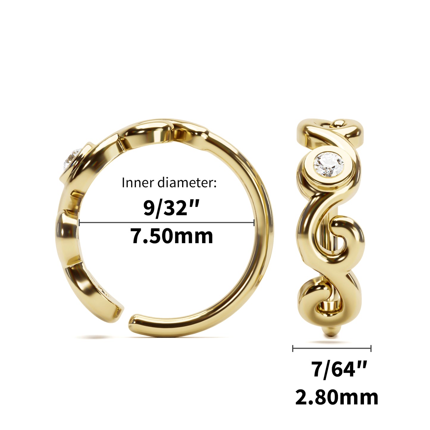 Solid Gold Diamond Swirl Seamless Hoop