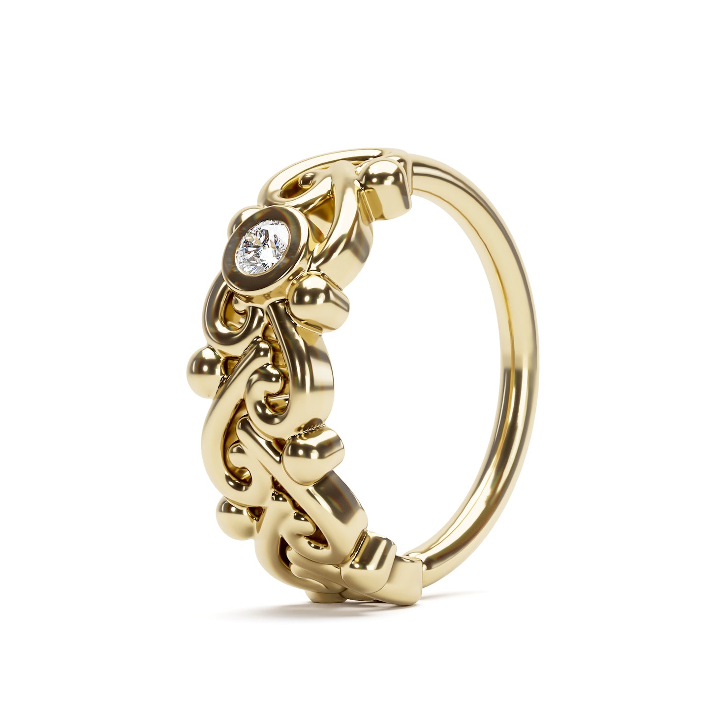 Solid Gold Diamond Indian Seamless Hoop
