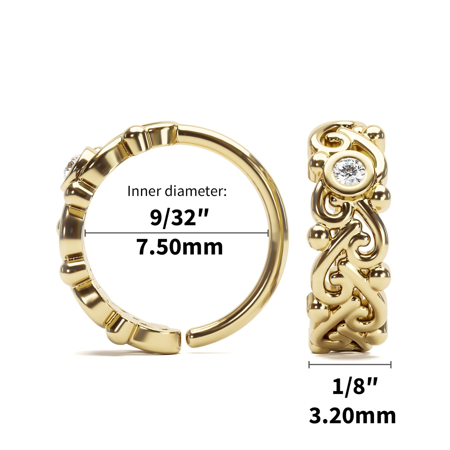 Solid Gold Diamond Indian Seamless Hoop