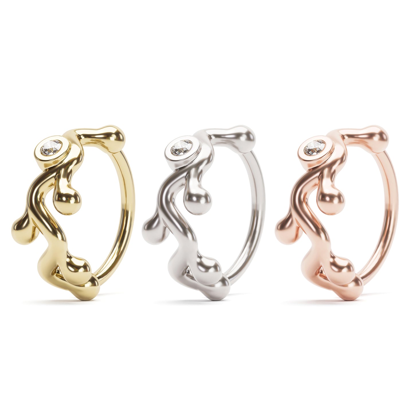 Solid Gold Diamond Vine Seamless Hoop
