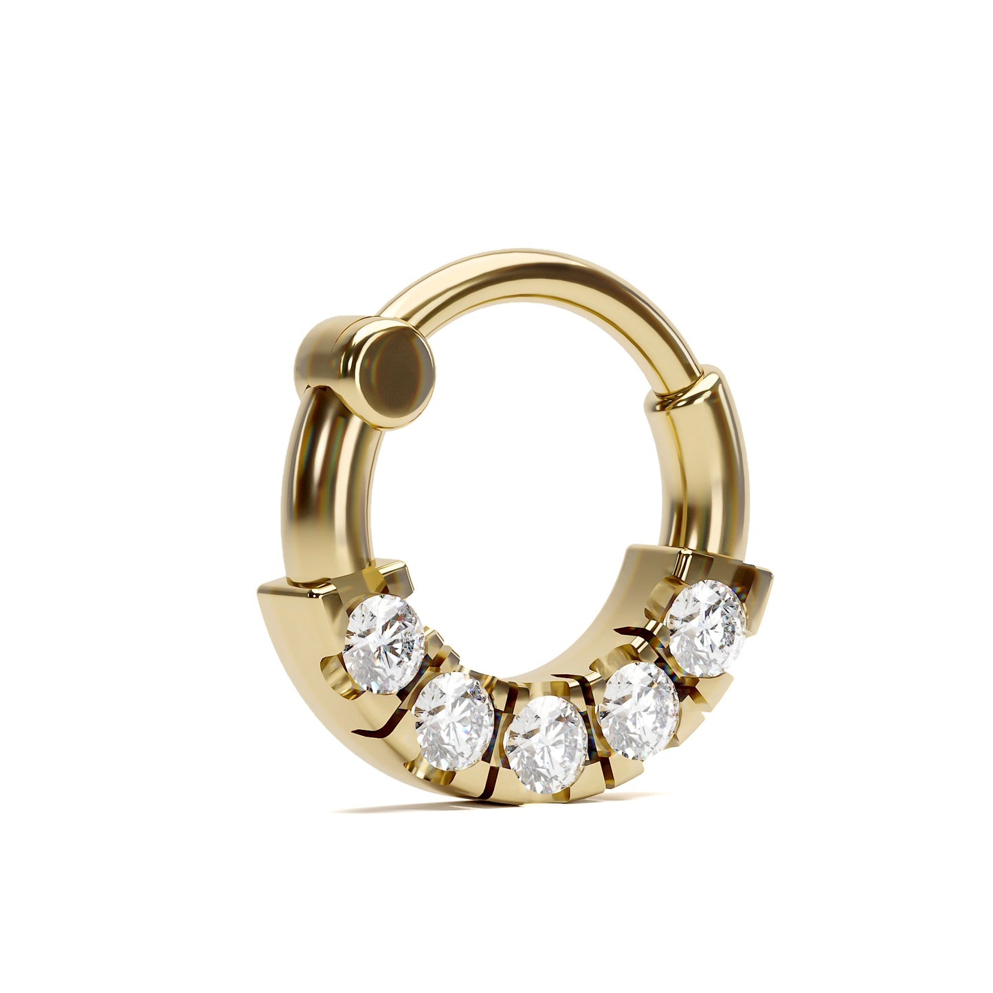 Minimalist 14K Gold Diamond Clicker Hoop
