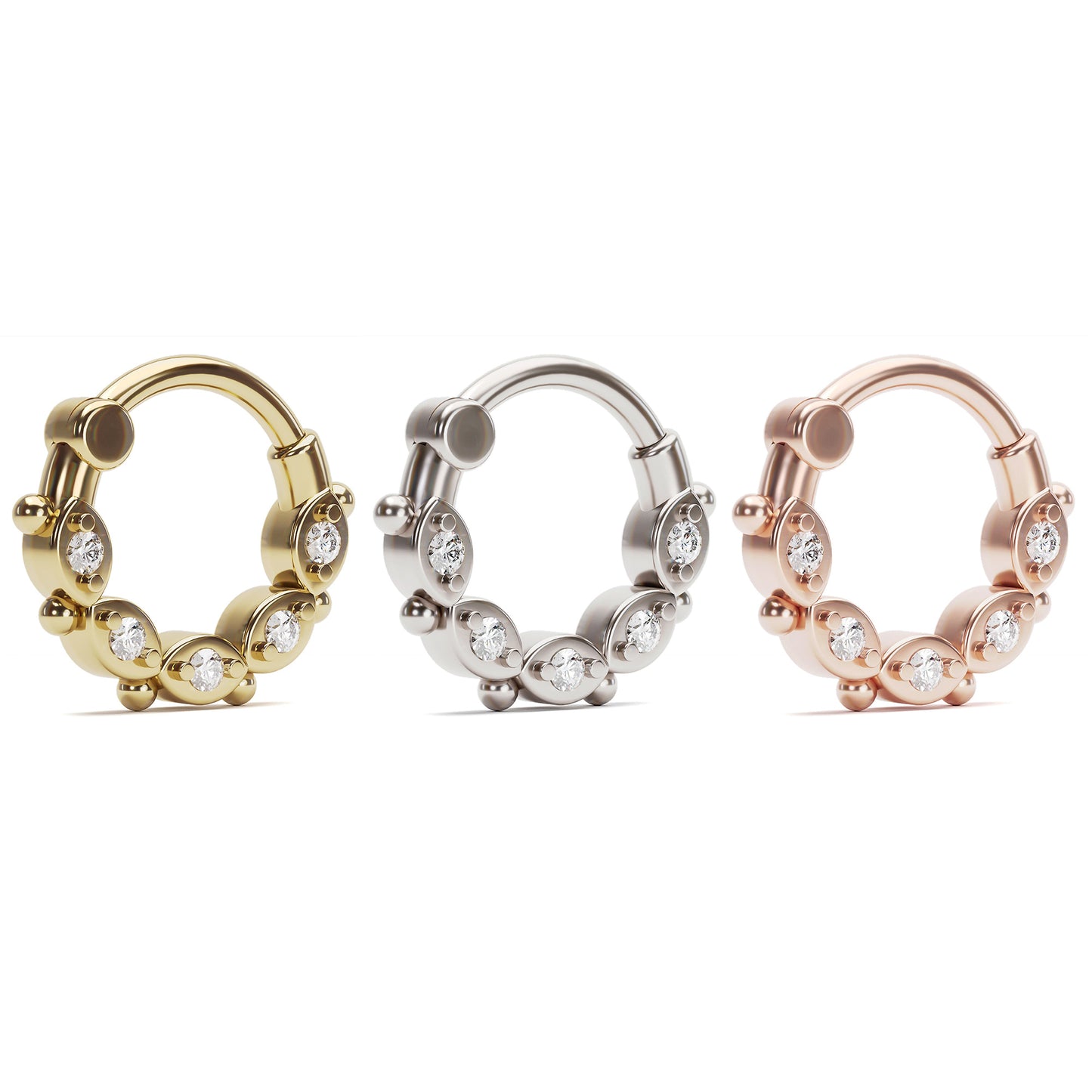 14K Gold Diamond Rope Helix Hoop