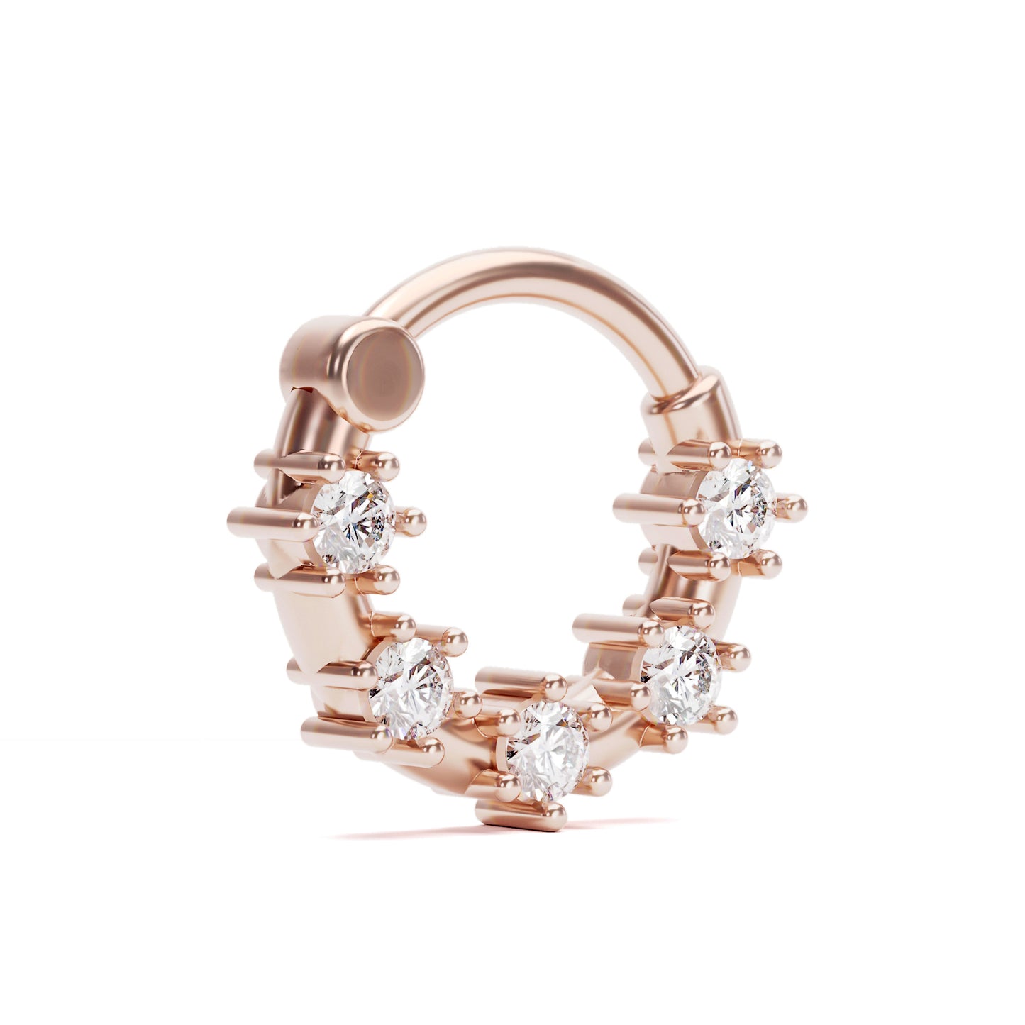 14K Gold Prong Set Diamond Helix Hoop