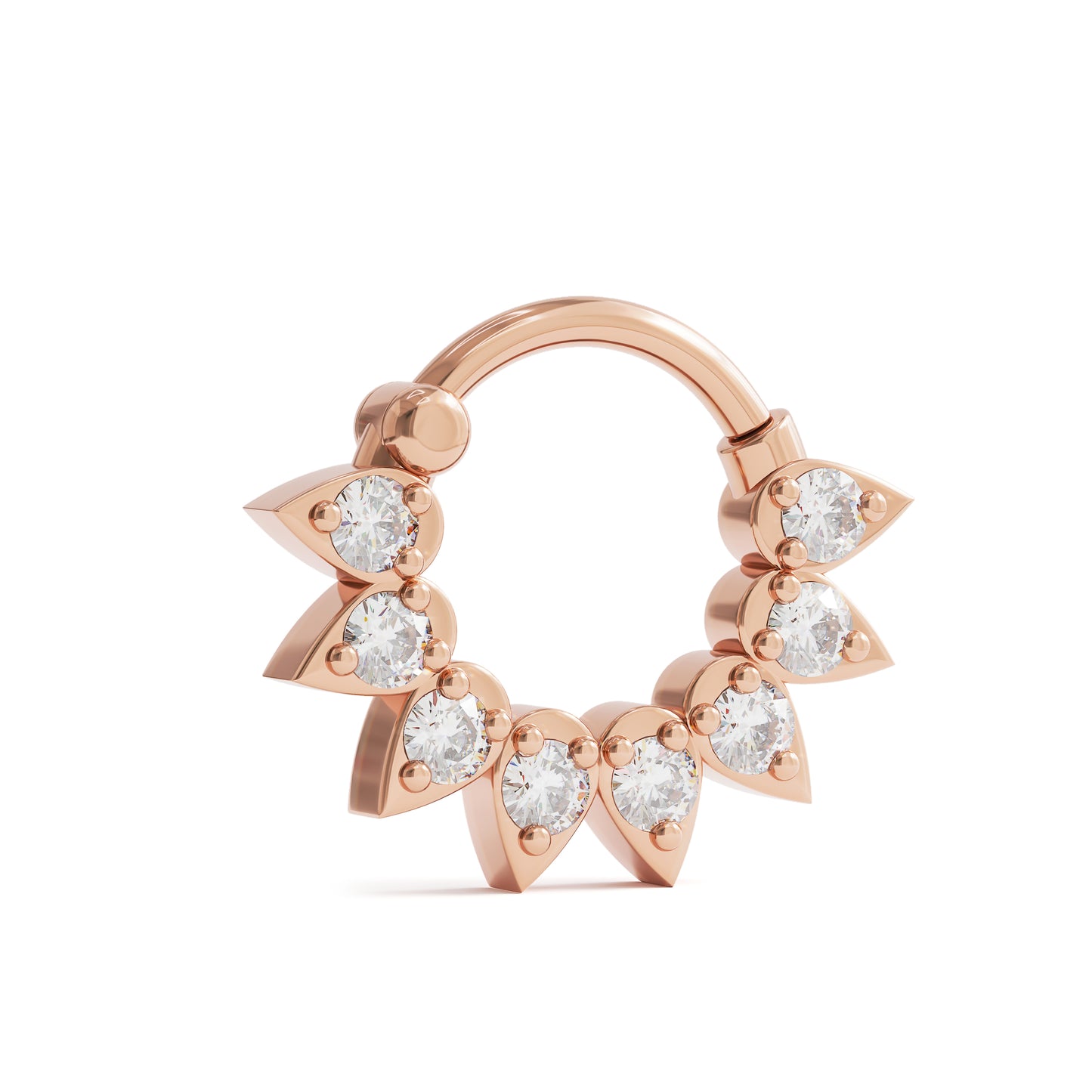 14K Gold Diamond Lotus Clicker Hoop