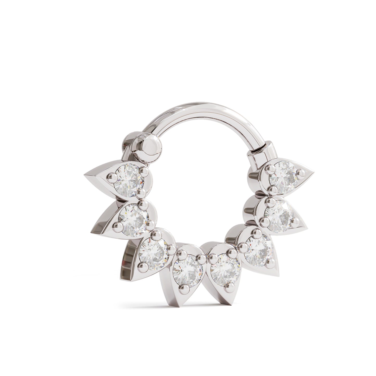 14K Gold Diamond Lotus Clicker Hoop