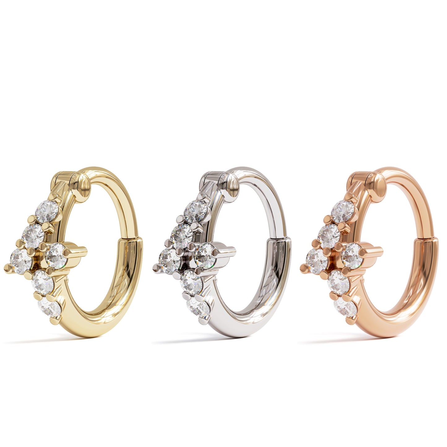 14K Gold Diamond Cluster Clicker Hoop