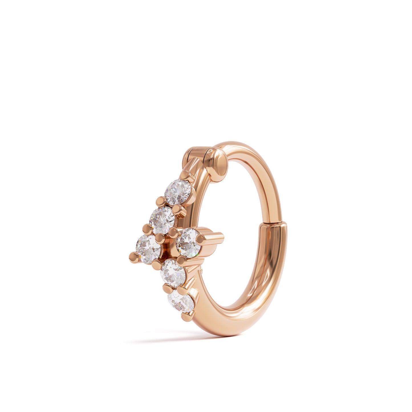 14K Gold Diamond Cluster Clicker Hoop