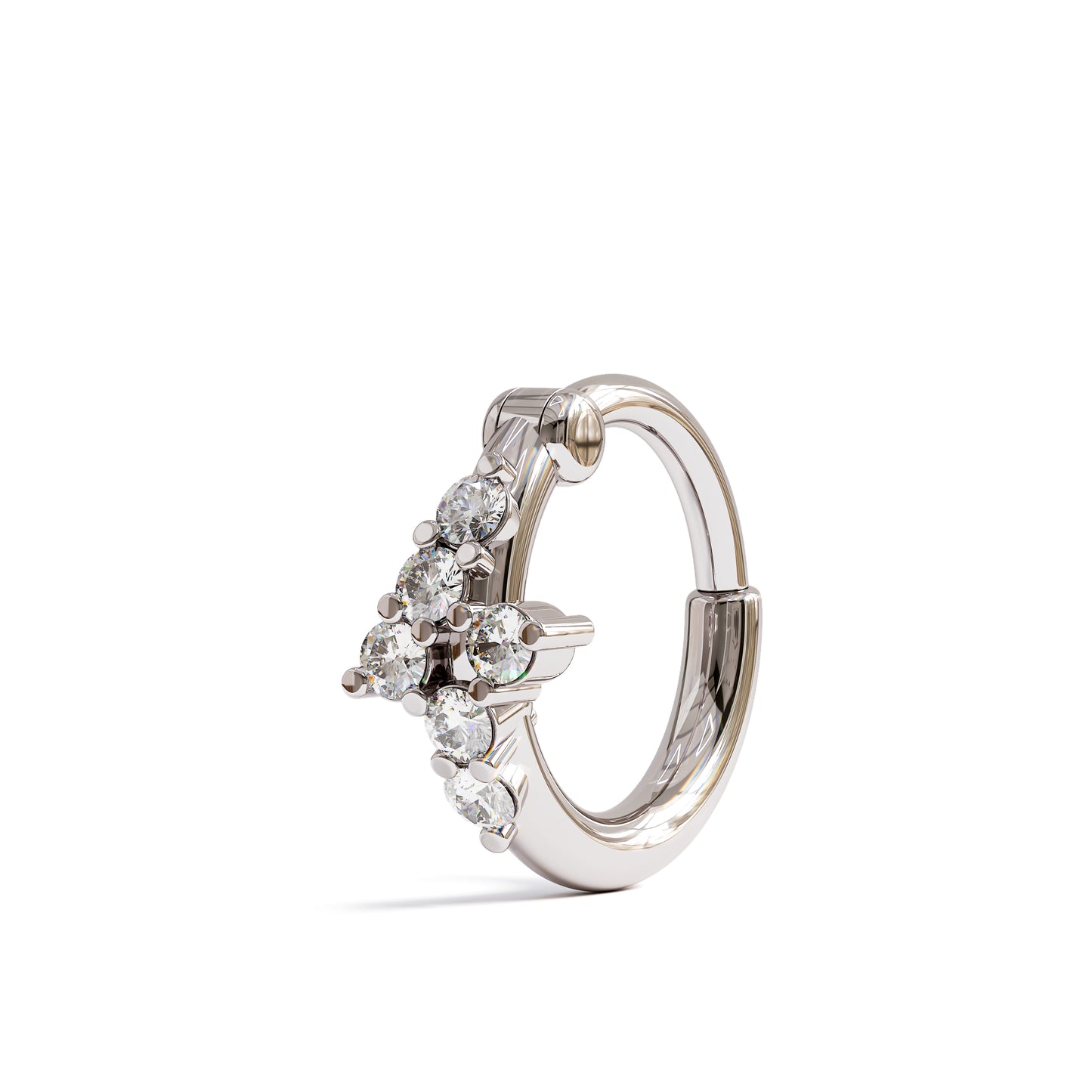 14K Gold Diamond Cluster Clicker Hoop