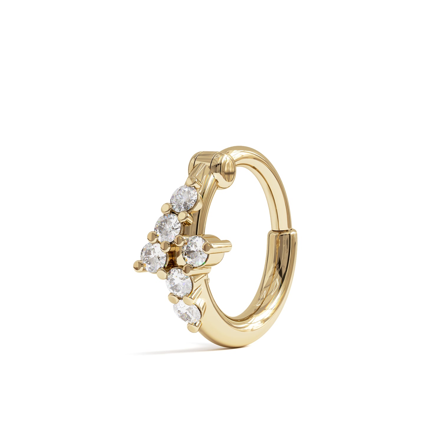 14K Gold Diamond Cluster Clicker Hoop