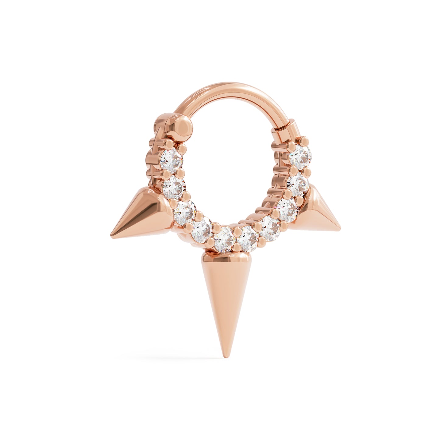 14K Gold Diamond Spike Clicker Hoop