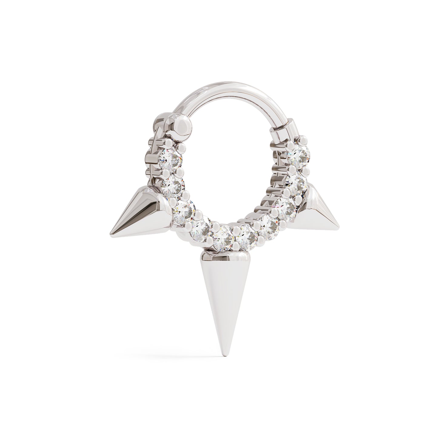 14K Gold Diamond Spike Clicker Hoop