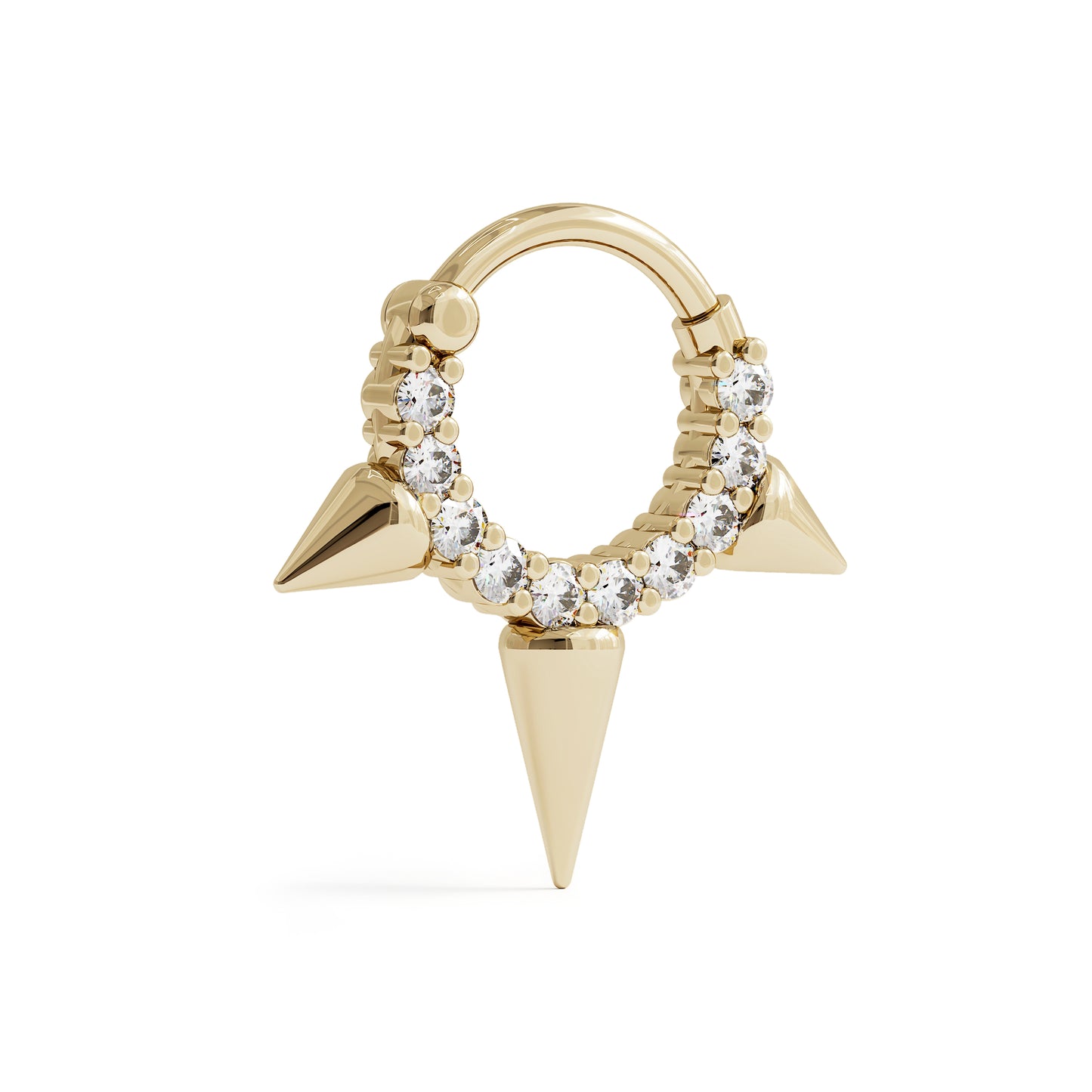 14K Gold Diamond Spike Clicker Hoop