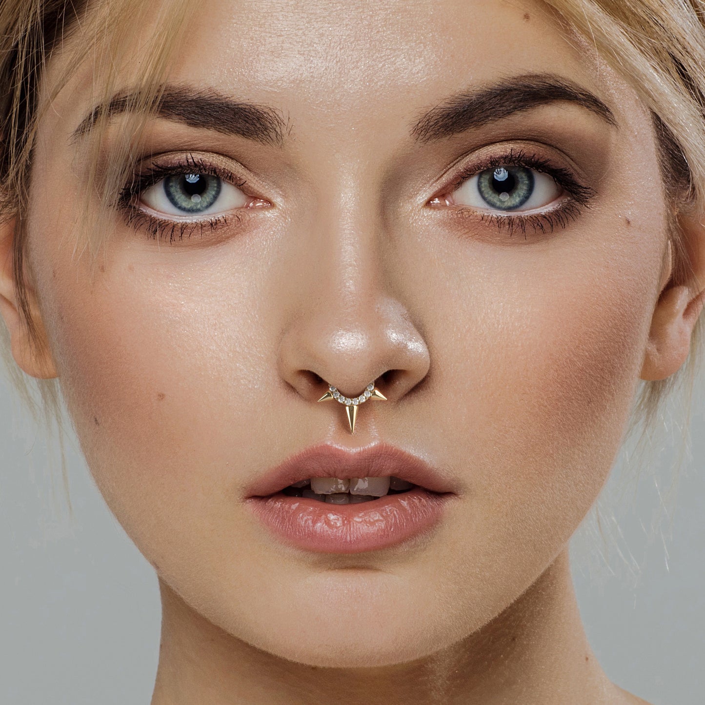 14K Gold Diamond Spike Clicker Hoop