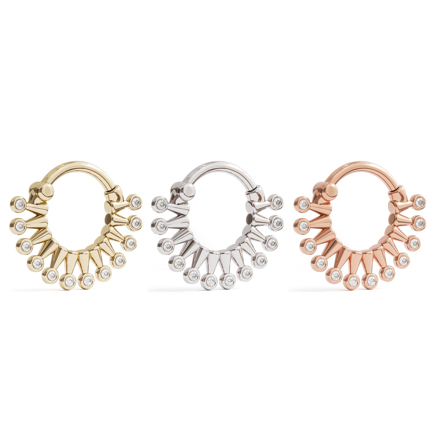 14K Gold Bezel Diamond Clicker Hoop