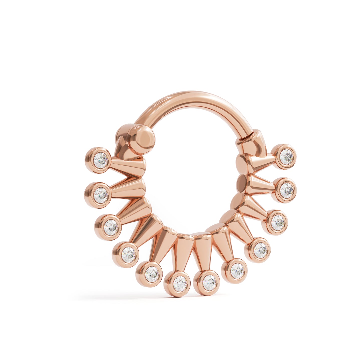 14K Gold Bezel Diamond Clicker Hoop