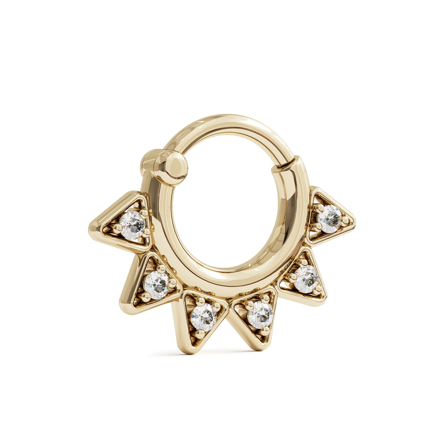 14K Gold Triangle Spike Diamond Clicker Hoop