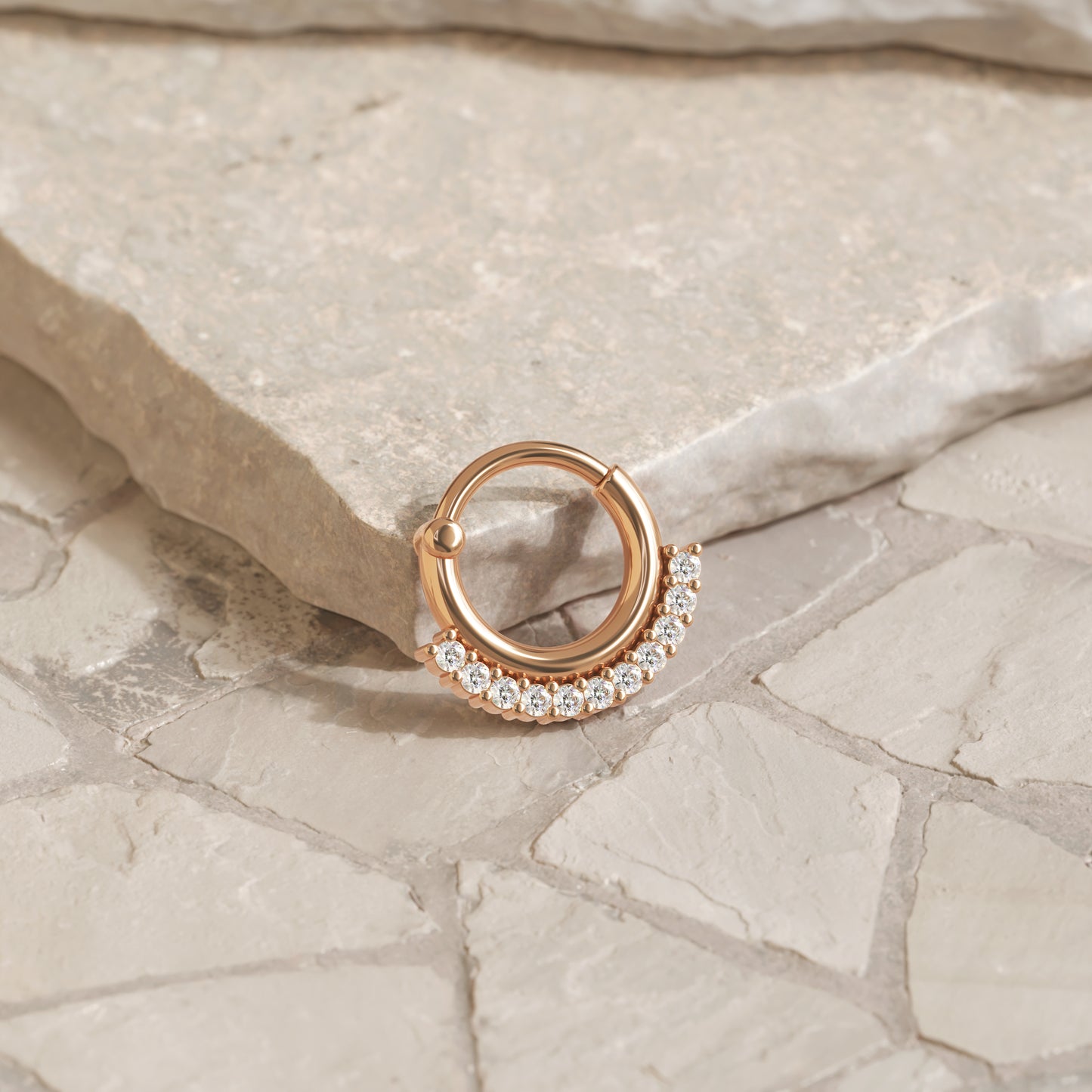 14K Gold Modern Diamond Clicker Hoop