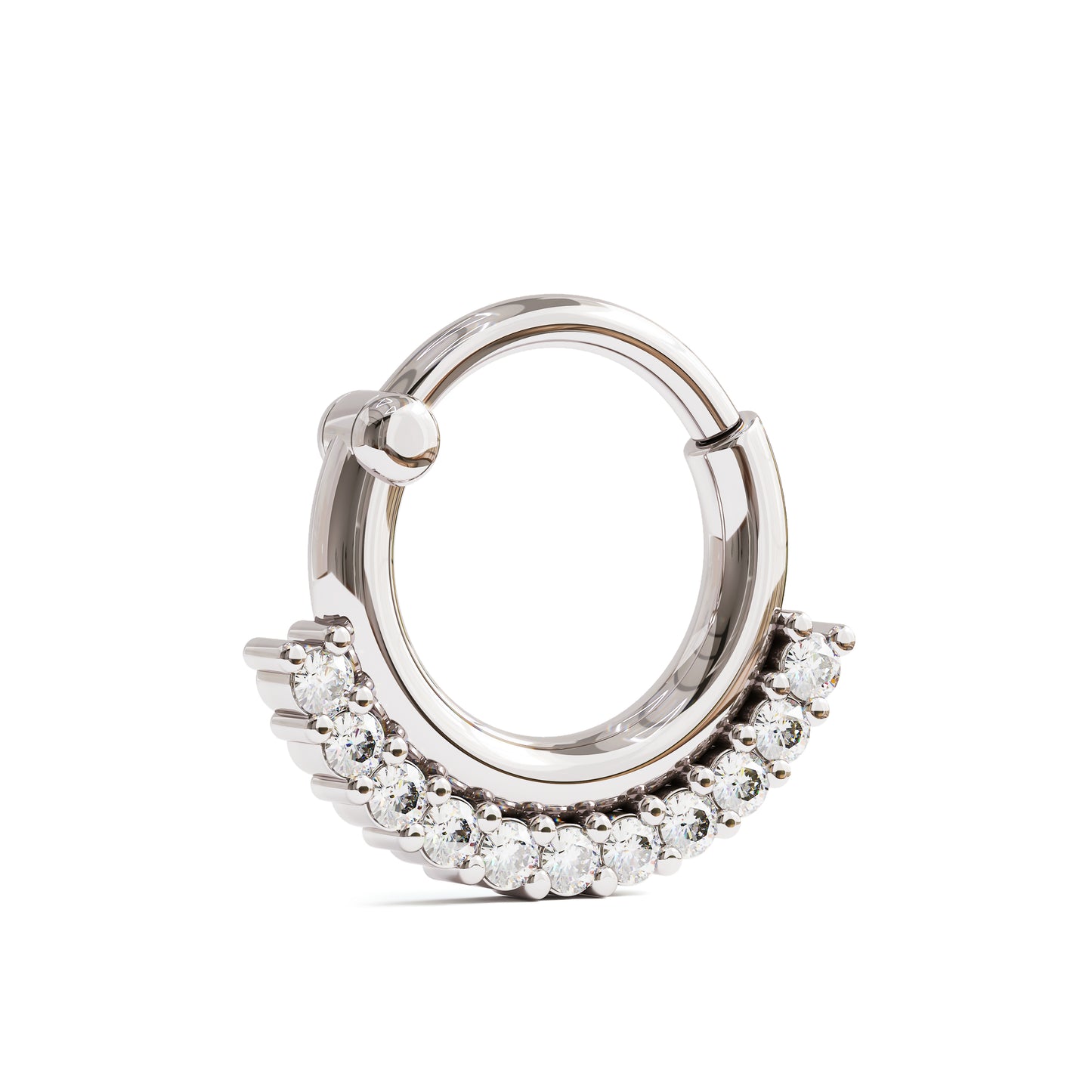 14K Gold Modern Diamond Clicker Hoop