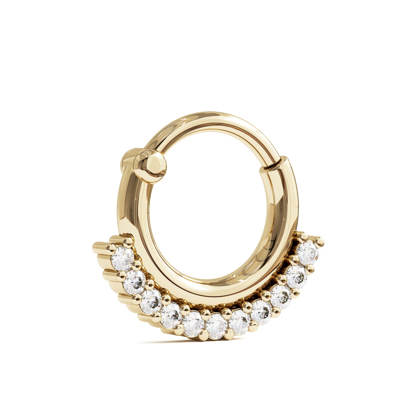 14K Gold Modern Diamond Clicker Hoop