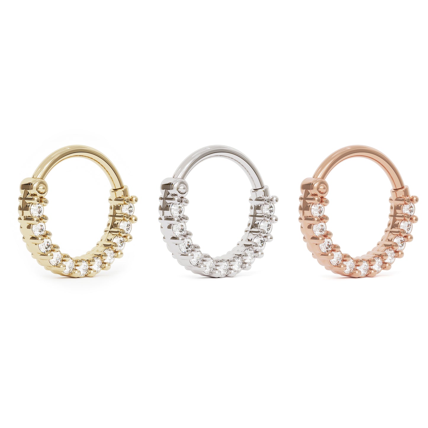 14K Gold Minimalist Diamond Clicker Hoop