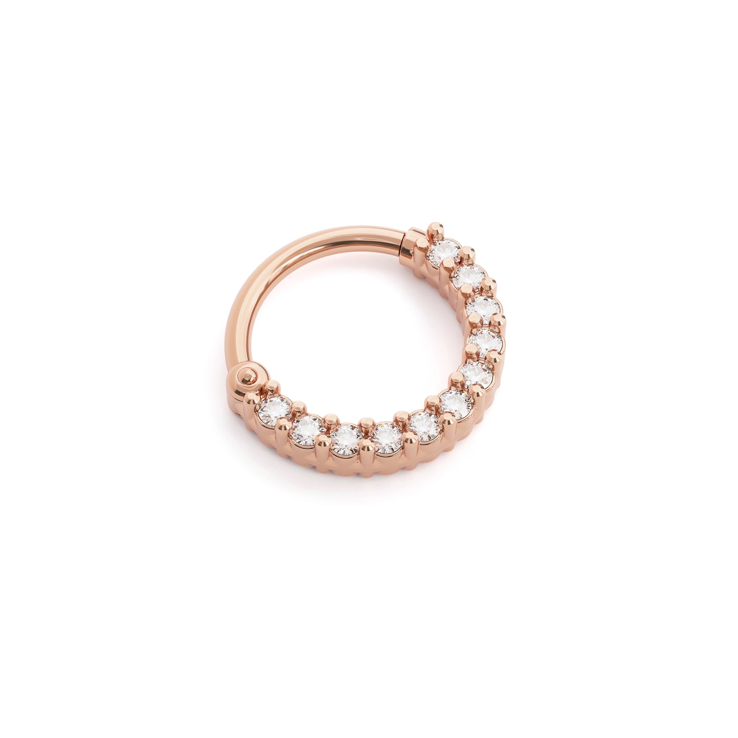 14K Gold Minimalist Diamond Clicker Hoop