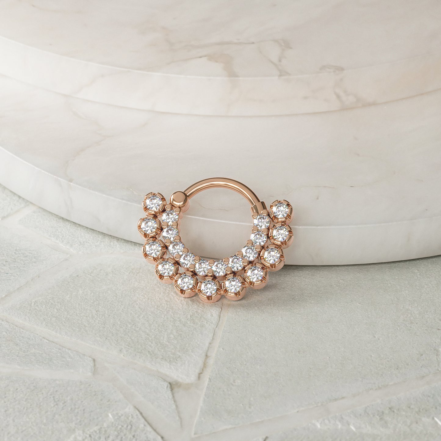 14K Gold Diamond Statement Clicker Hoop