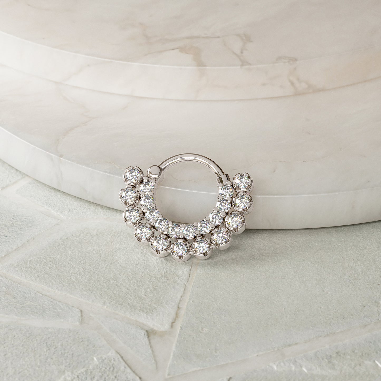14K Gold Diamond Statement Clicker Hoop