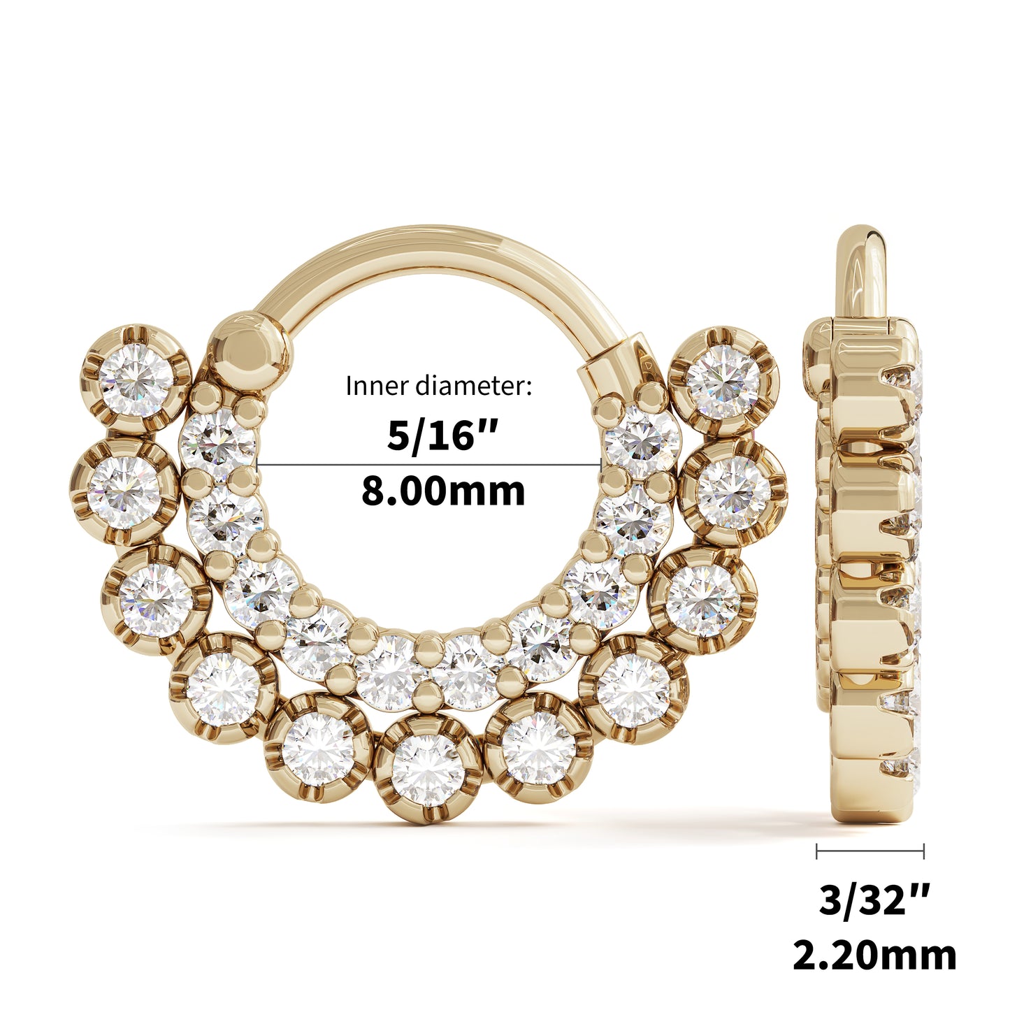 14K Gold Diamond Statement Clicker Hoop