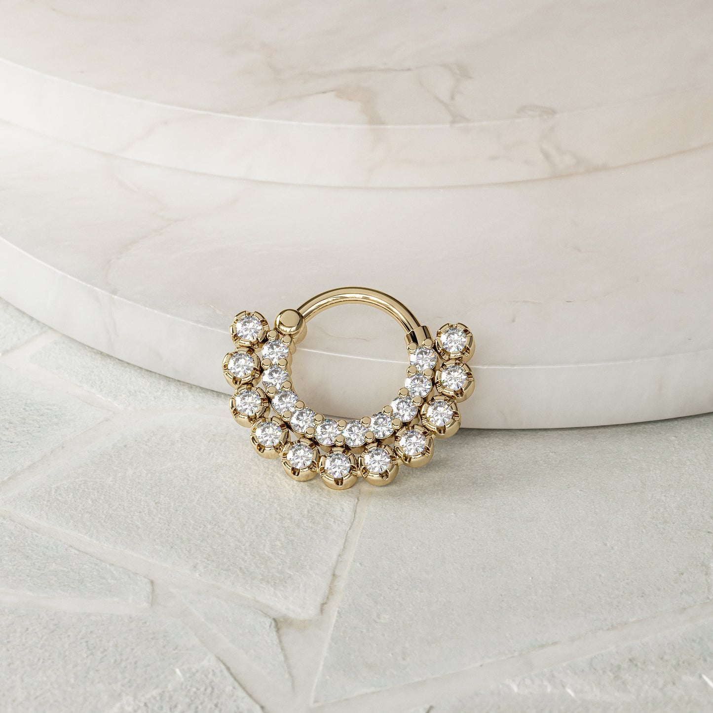 14K Gold Diamond Statement Clicker Hoop