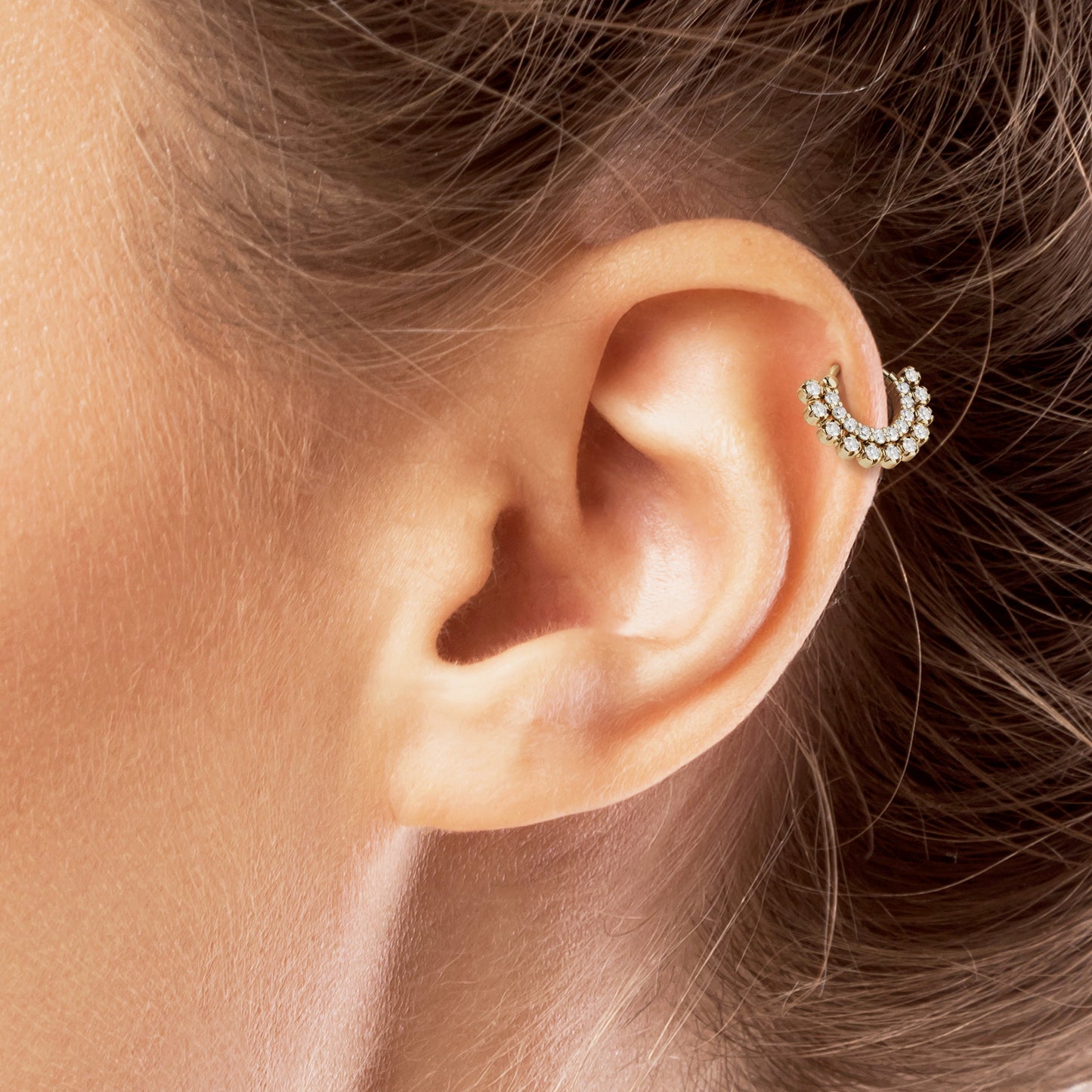 14K Gold Diamond Statement Clicker Hoop