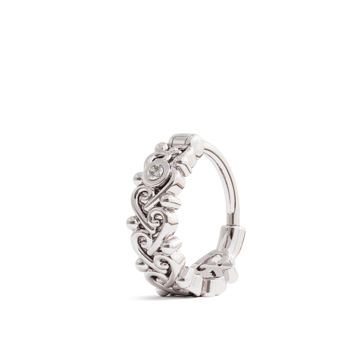 14K Gold Diamond Indian Clicker Hoop