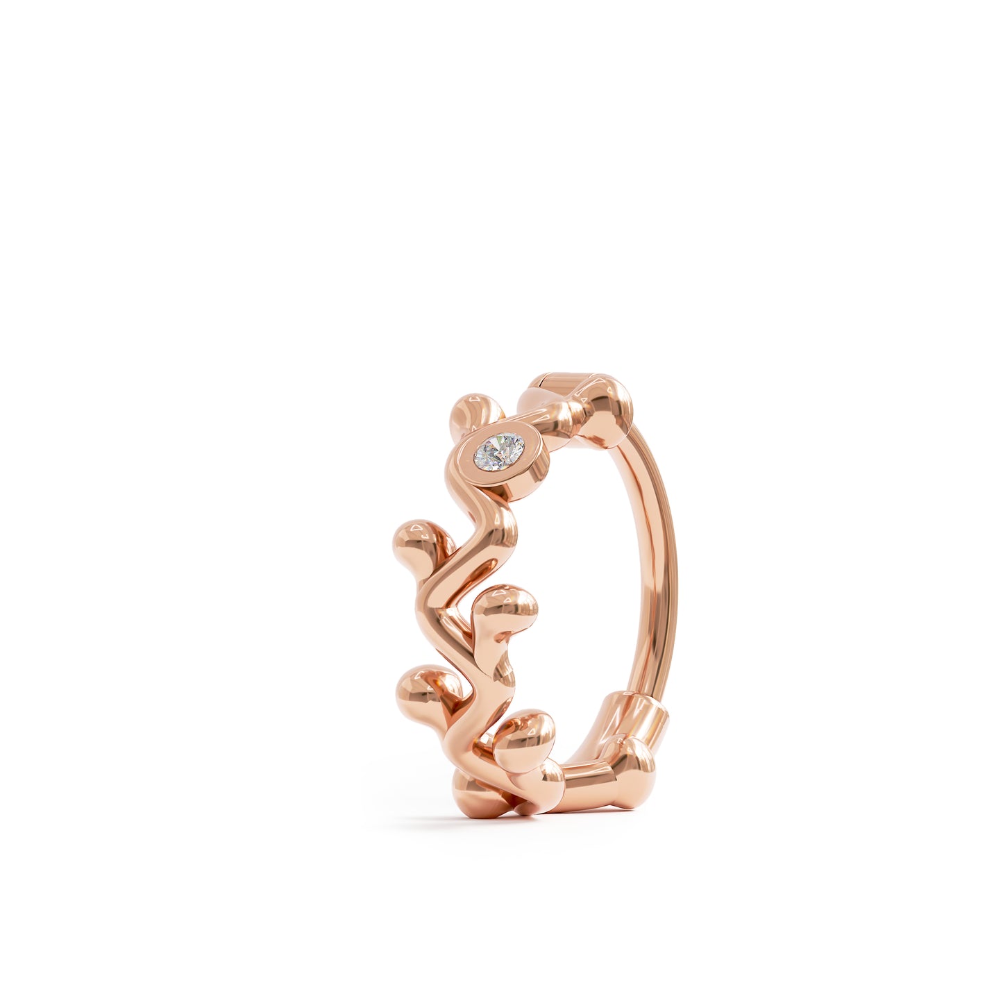 14K Gold Diamond Vine Clicker Hoop