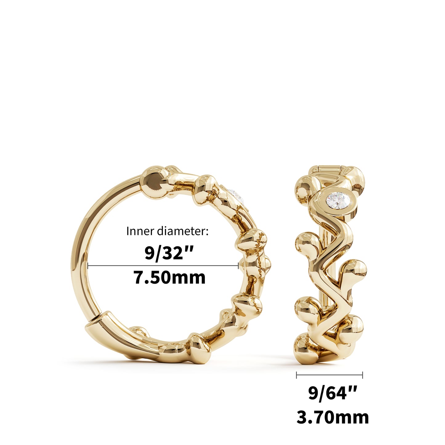 14K Gold Diamond Vine Clicker Hoop