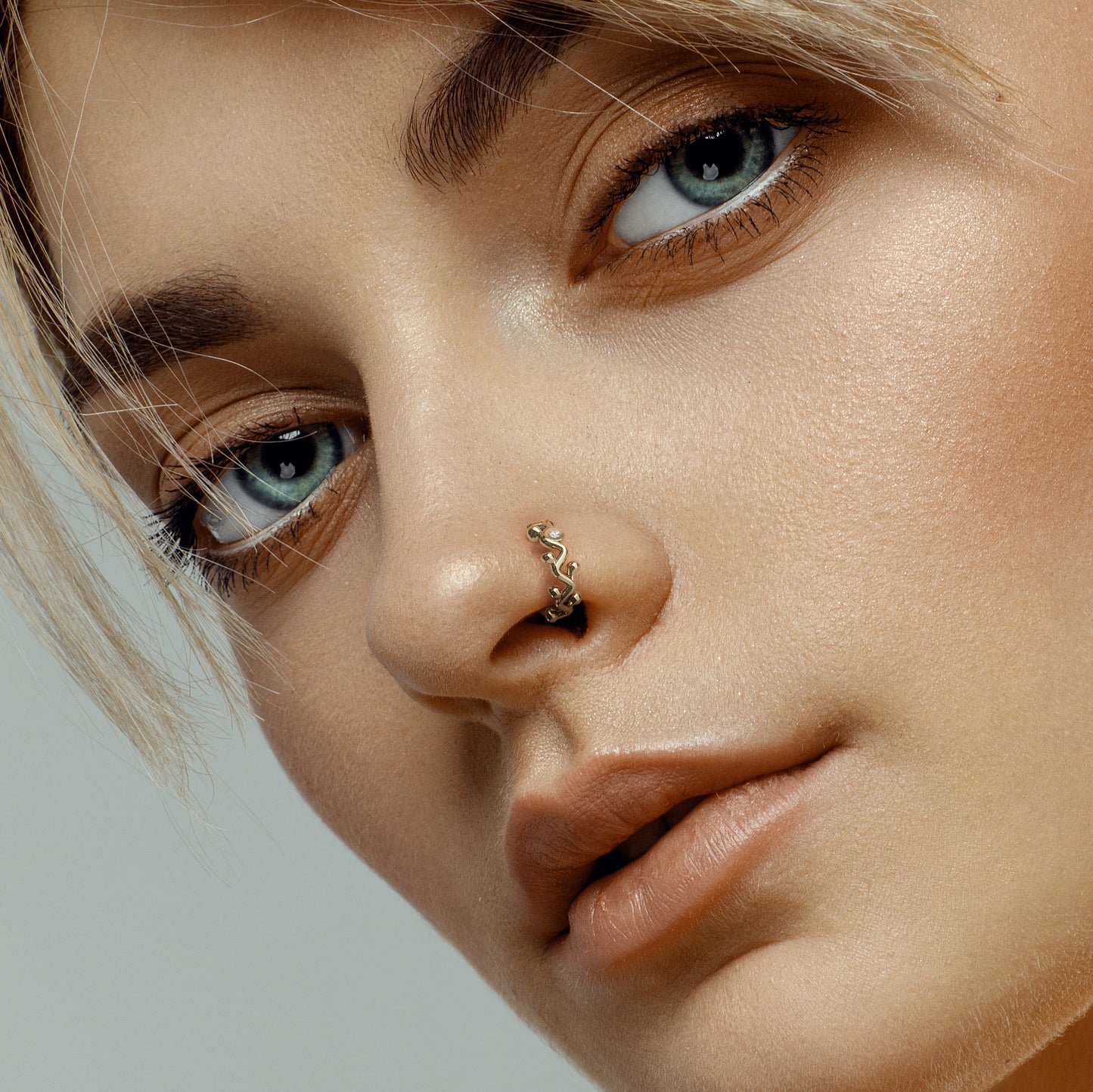 14K Gold Diamond Vine Clicker Hoop