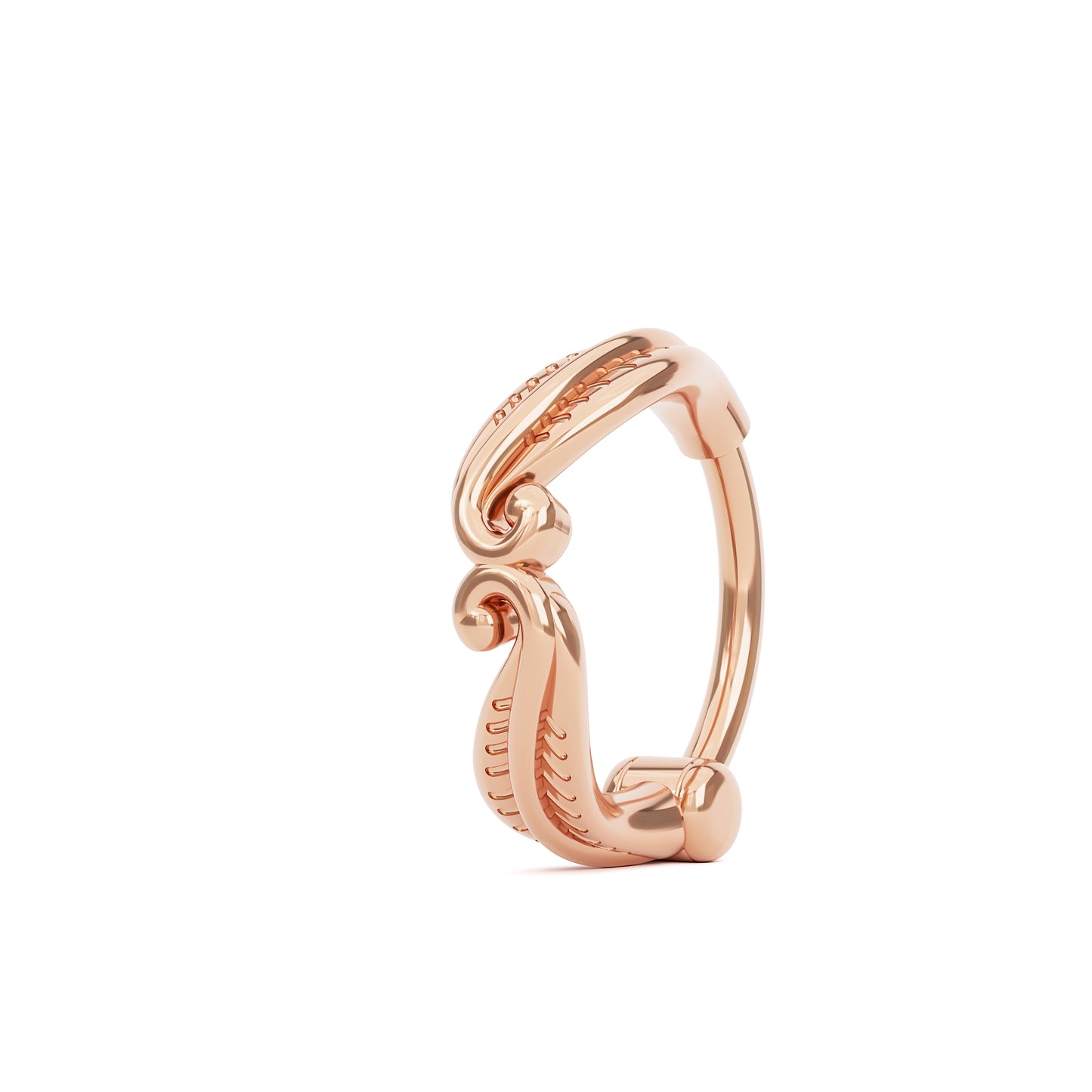 Solid Gold Unique Feather Clicker Hoop