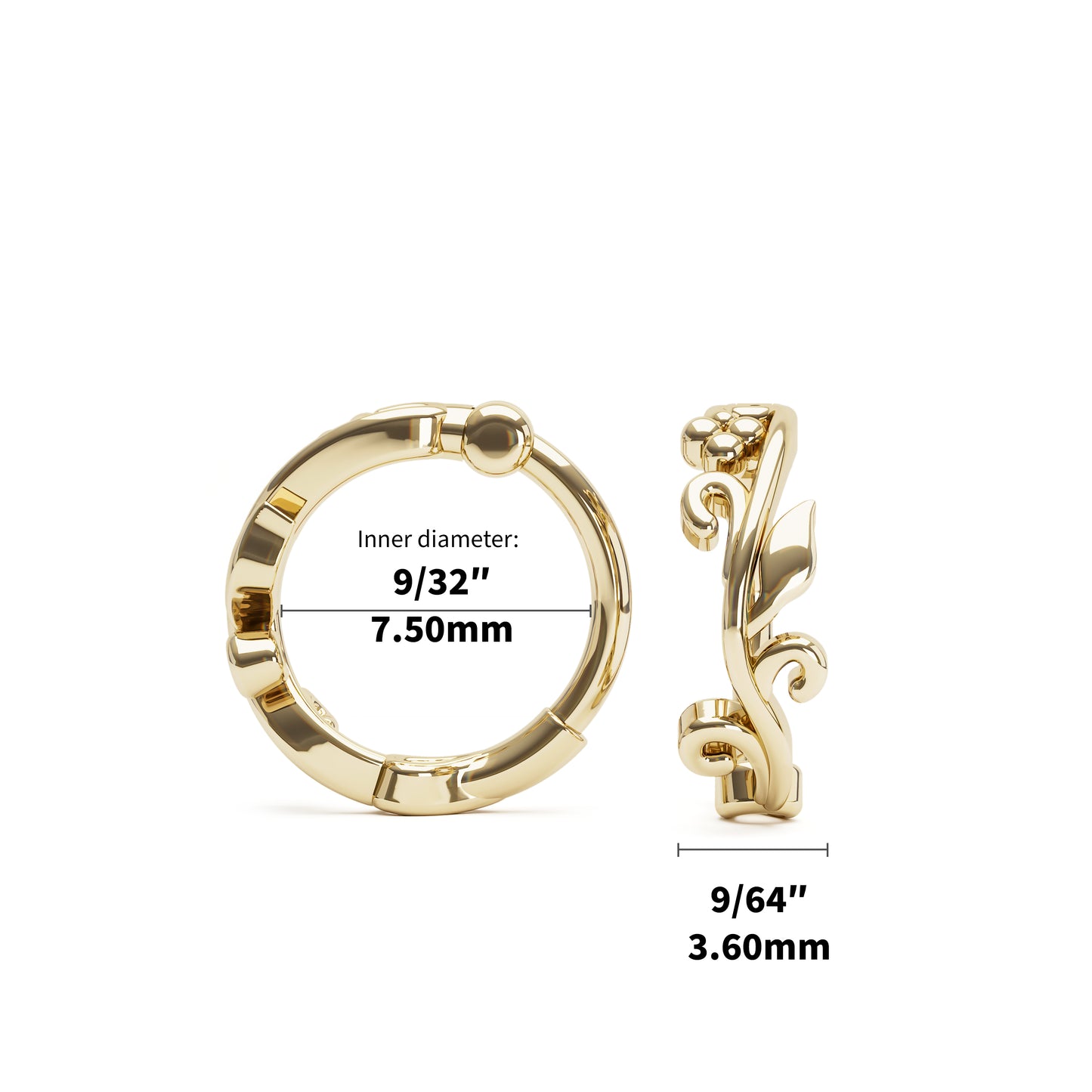 Solid Gold Leaf Clicker Hoop