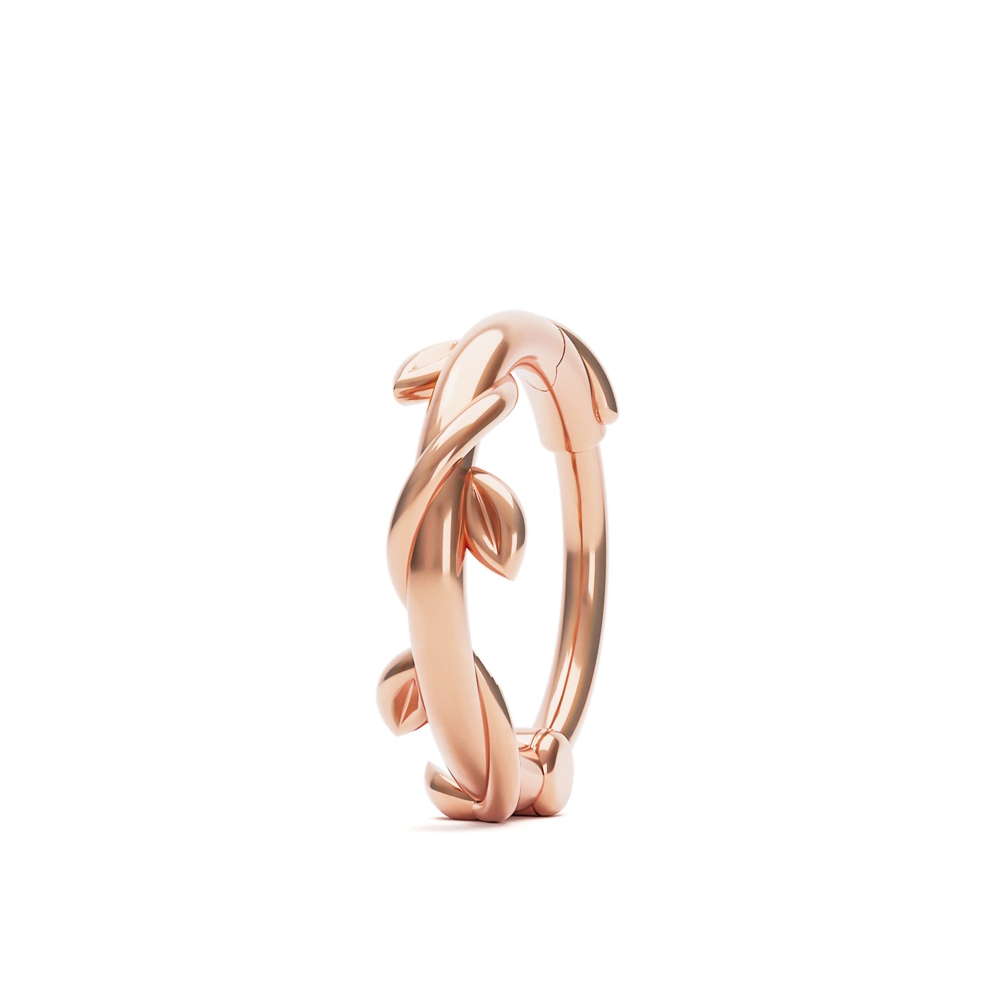 Solid Gold Grecian Leaf Clicker Hoop
