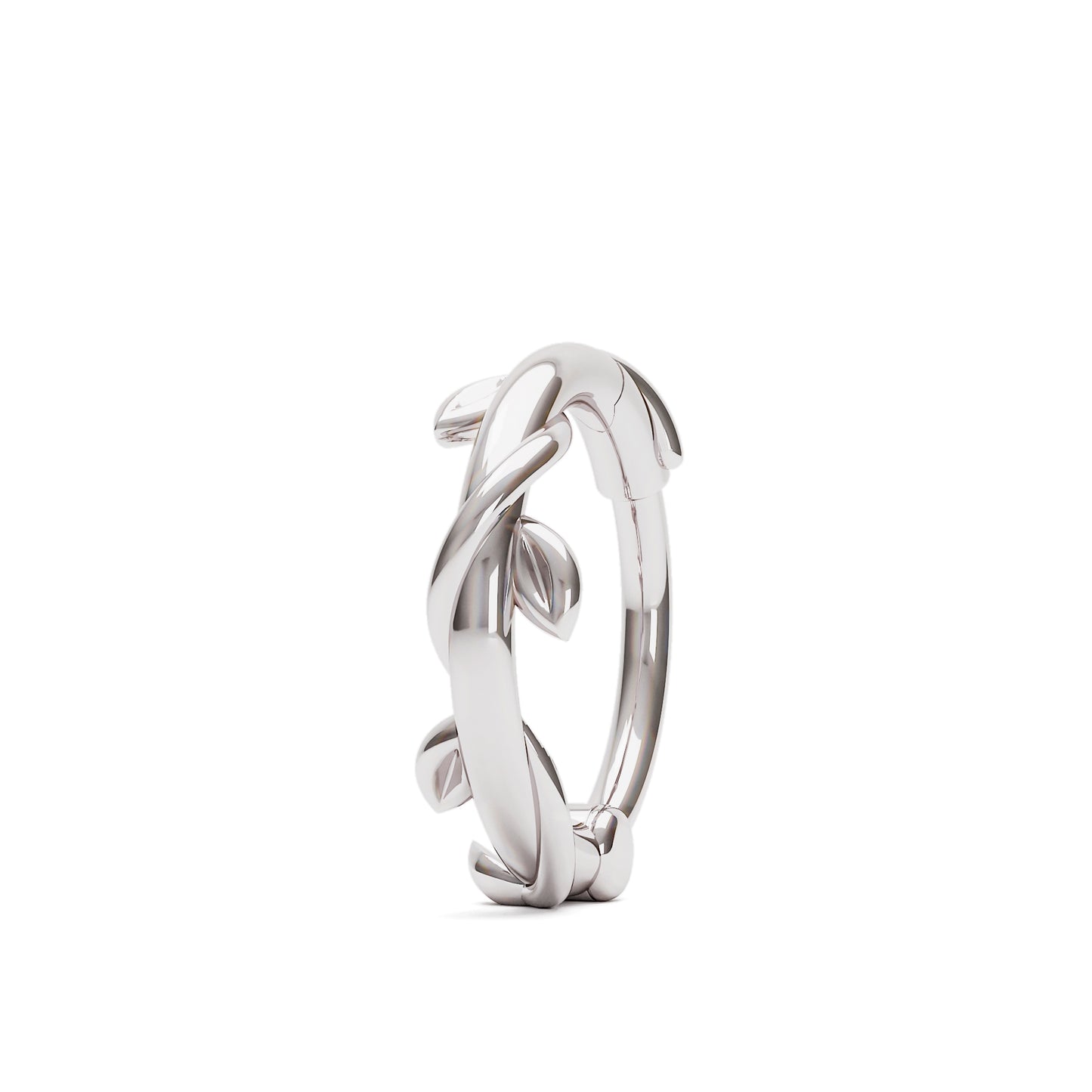 Solid Gold Grecian Leaf Clicker Hoop
