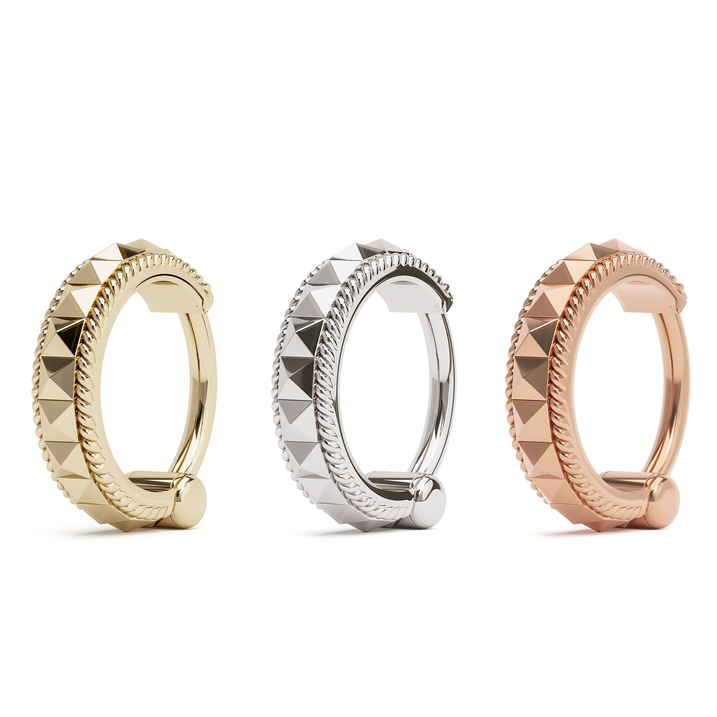 Solid Gold Pyramid Clicker Hoop