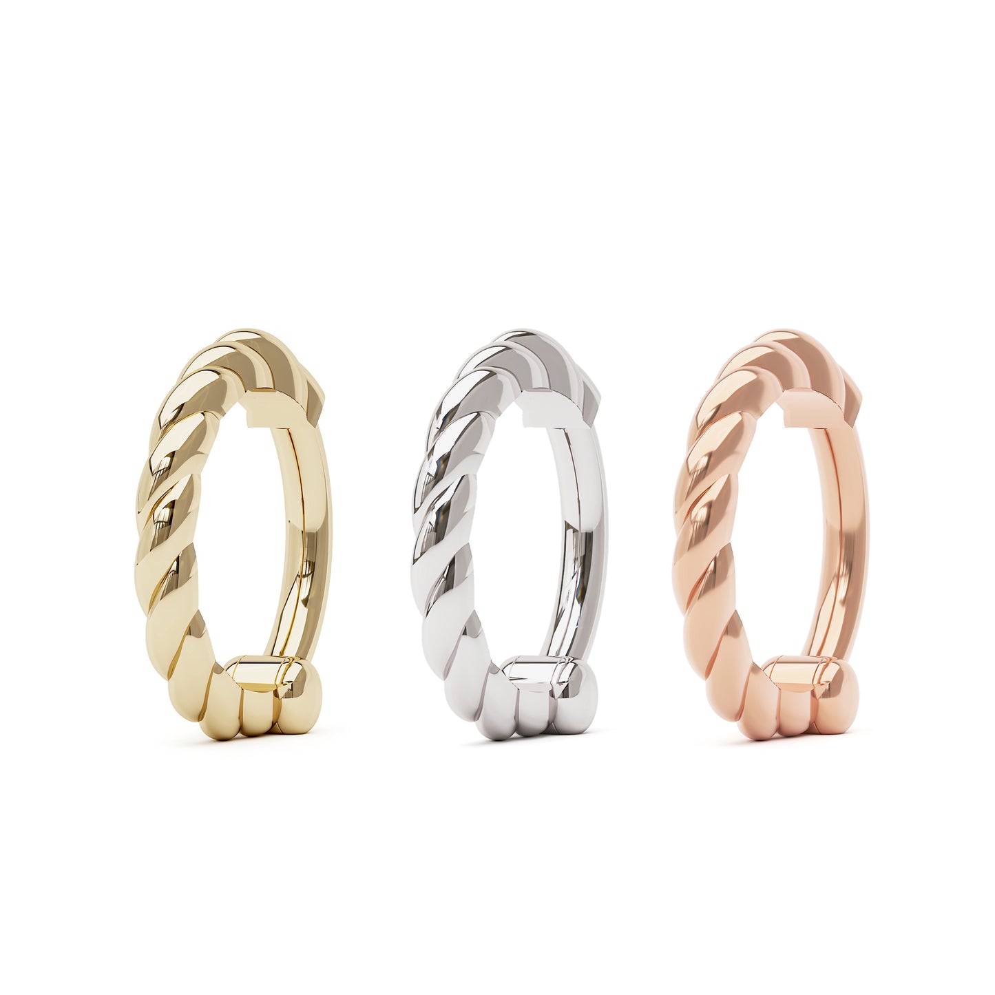 Solid Gold Croissant Clicker Hoop