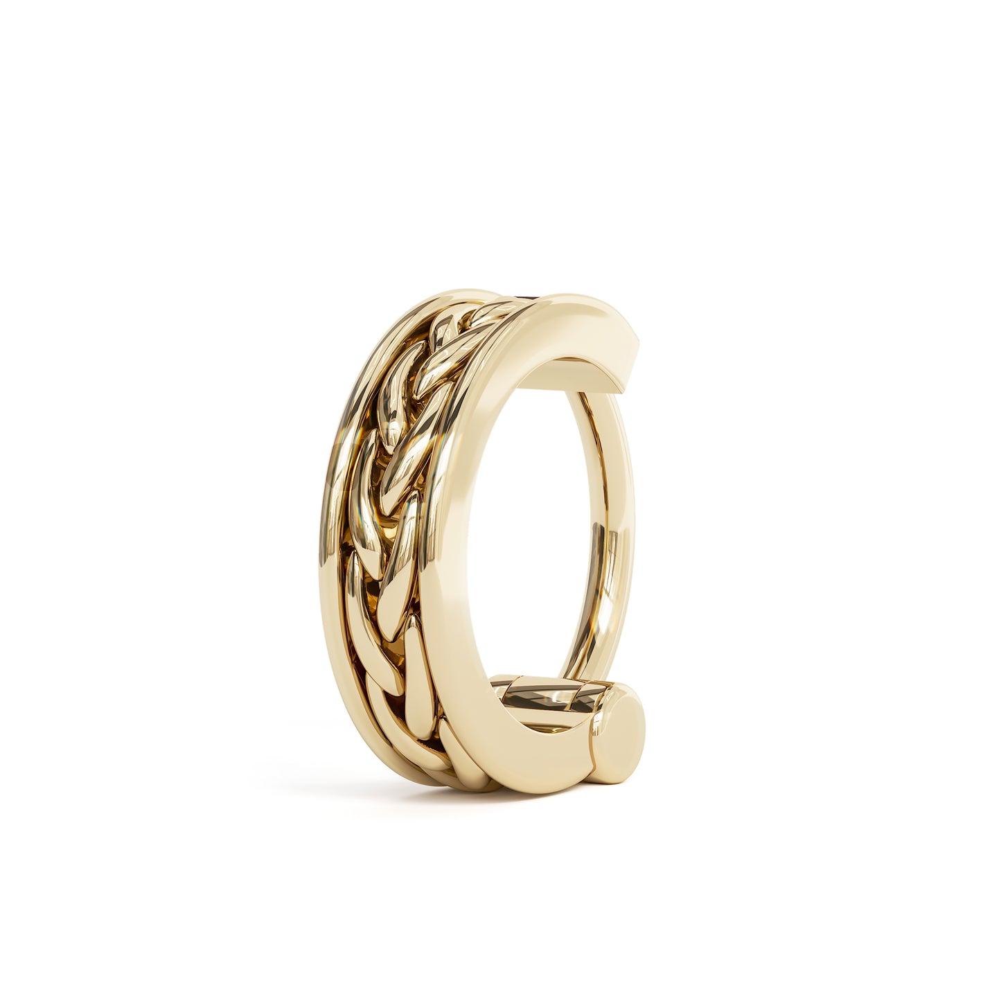 Solid Gold Braid Clicker Hoop