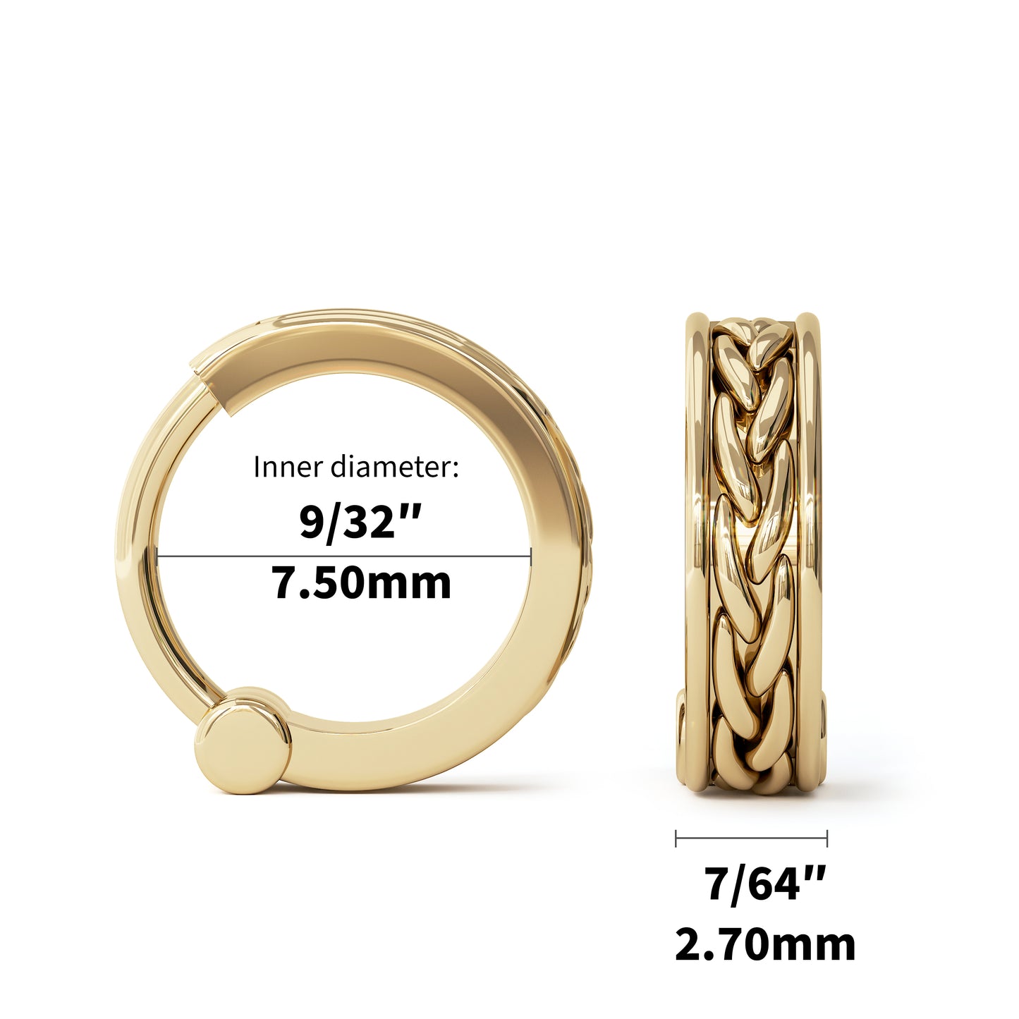 Solid Gold Braid Clicker Hoop