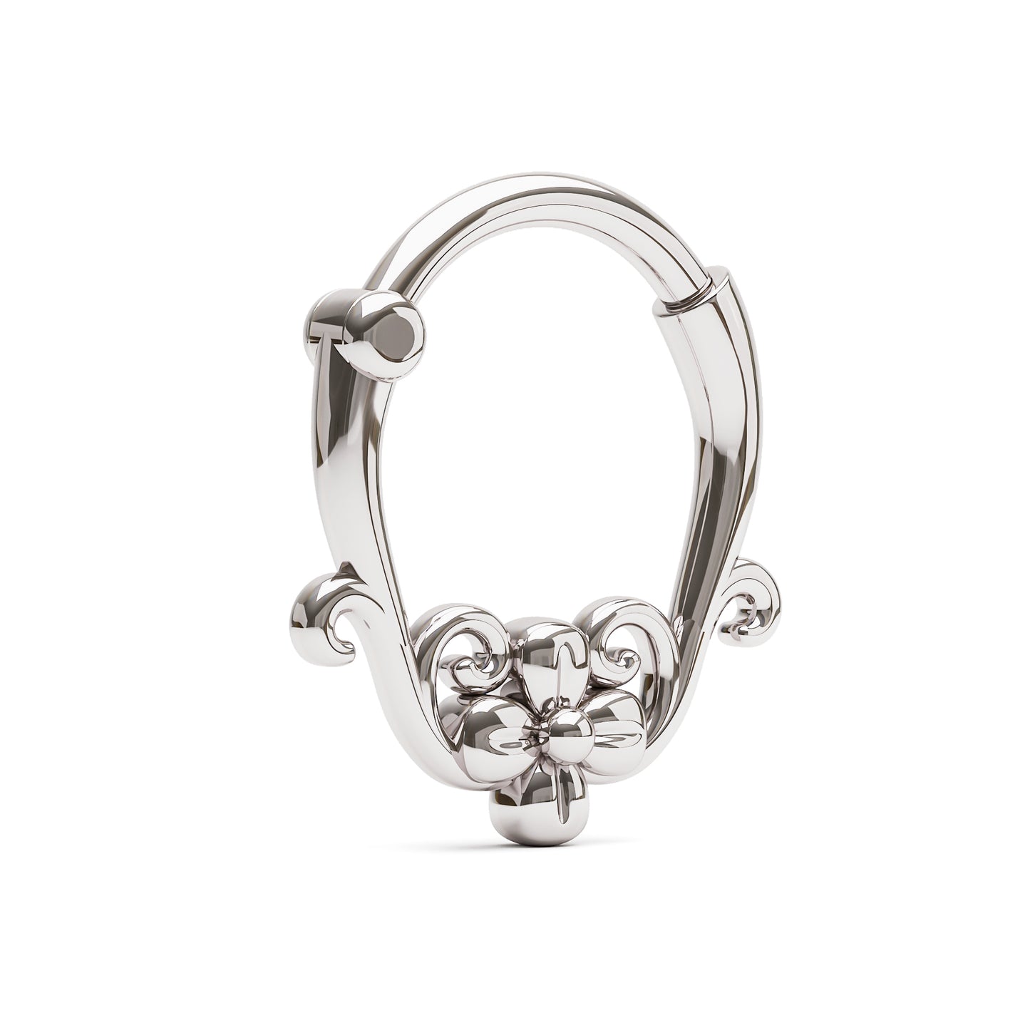 Solid Gold Flower Clicker Hoop