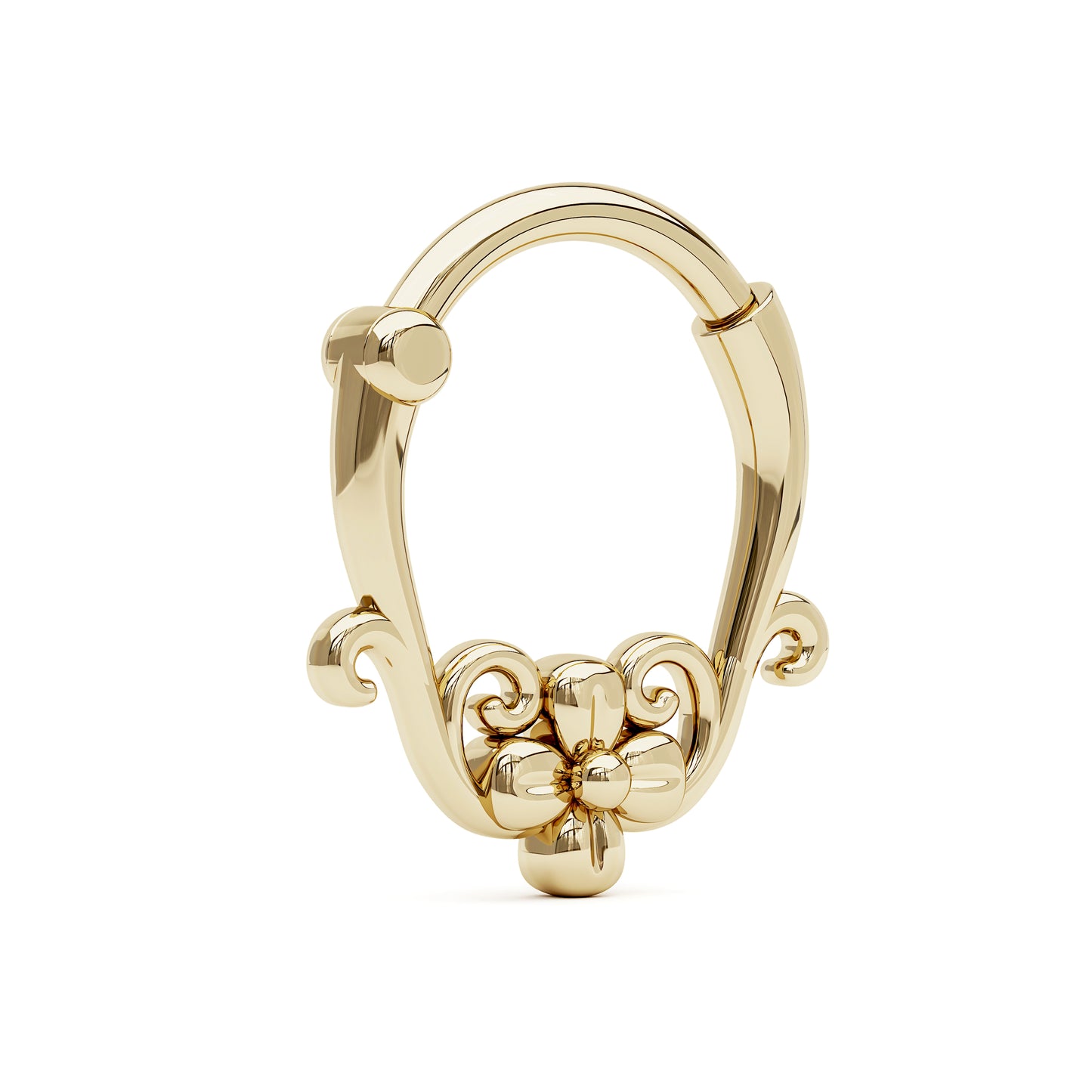 Solid Gold Flower Clicker Hoop