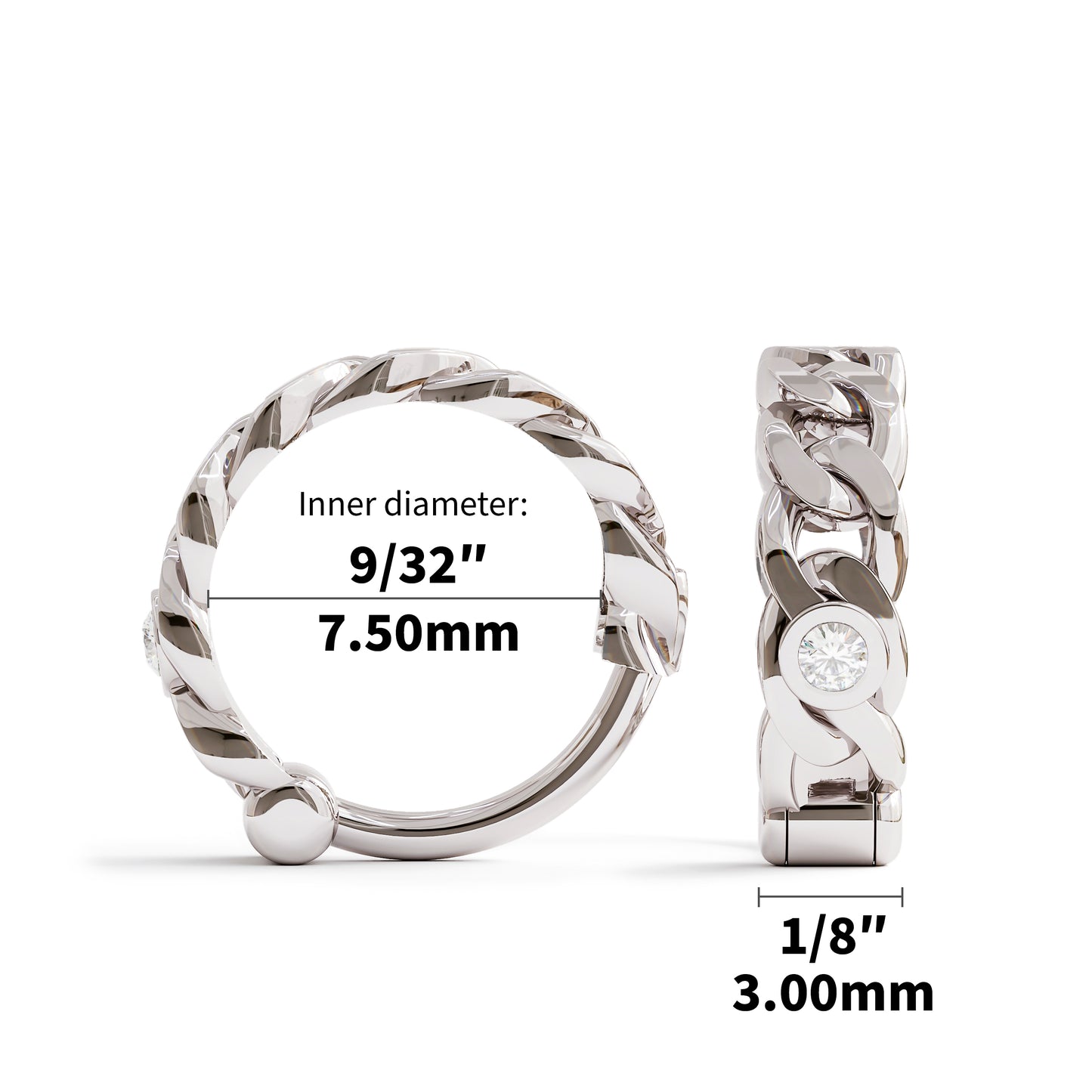 Solid Gold Diamond Chain Clicker Hoop