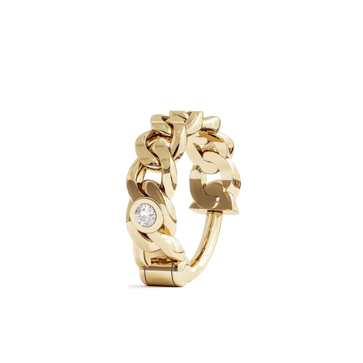 Solid Gold Diamond Chain Clicker Hoop