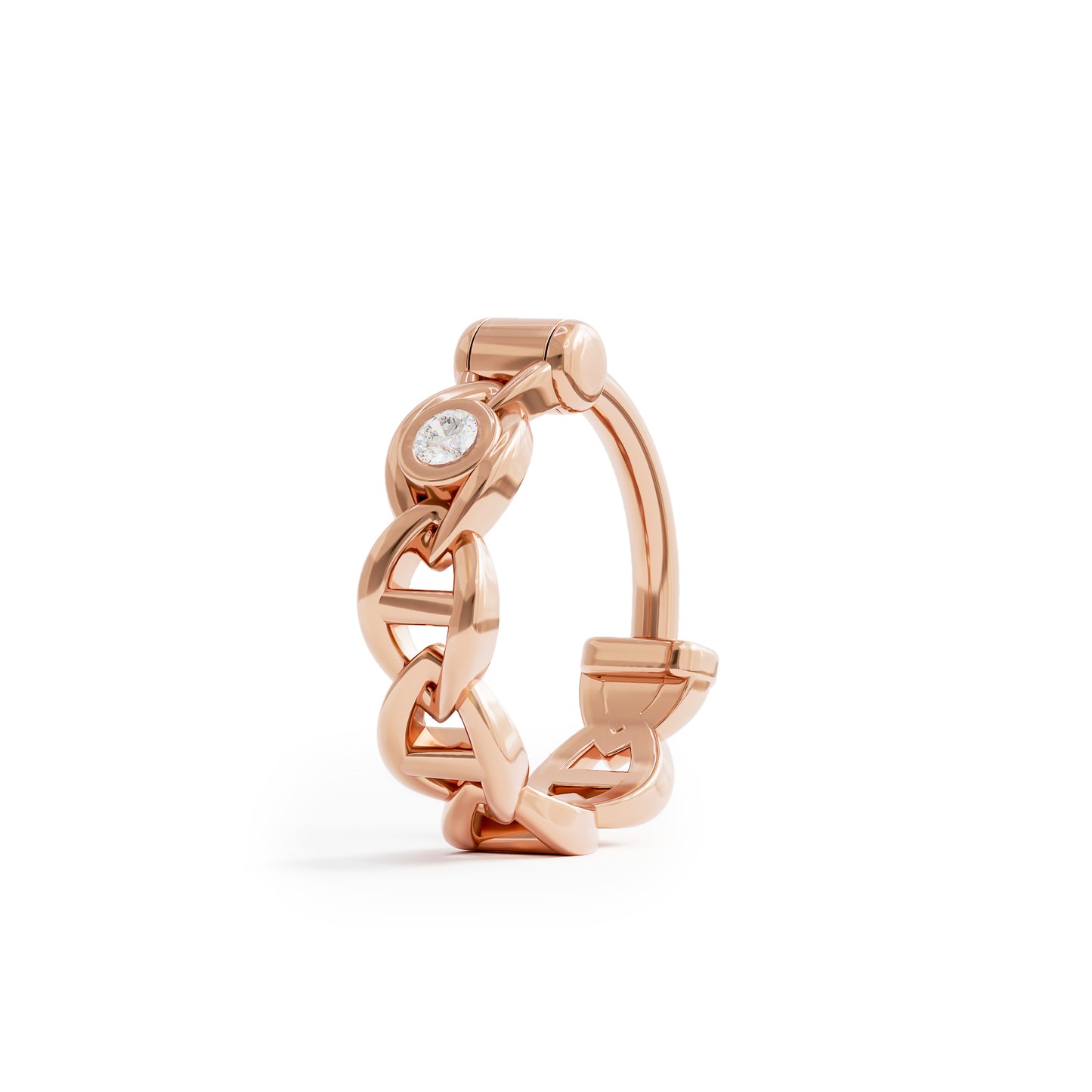Solid Gold Diamond Chain Link Clicker Hoop