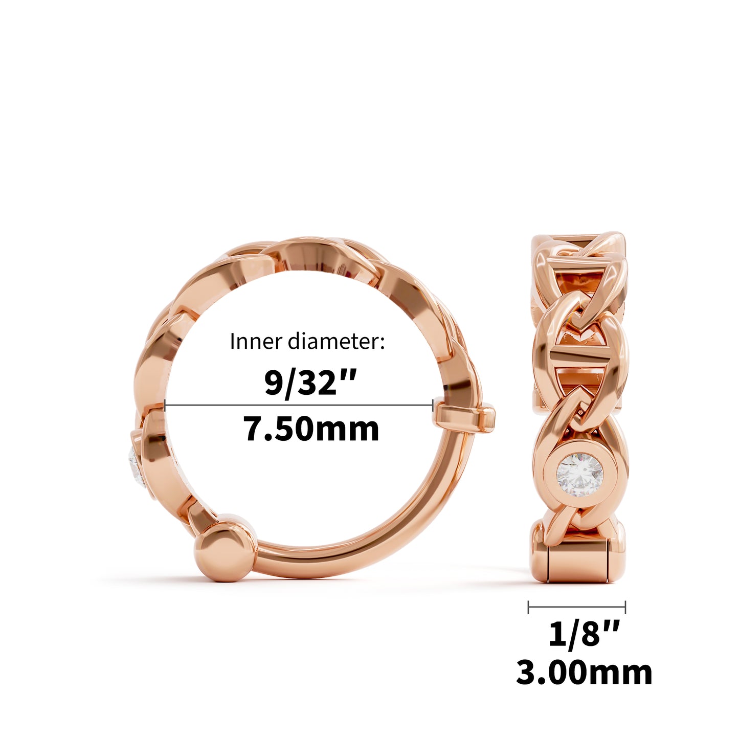 Solid Gold Diamond Chain Link Clicker Hoop